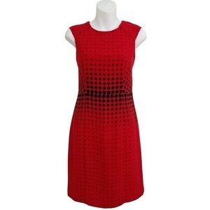 Womens Size 8 J. Crew Red Black Modern Polka Dot Print Knee-Length Dress